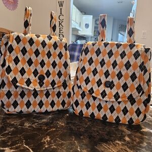 Stylish Orange and Black Argyle Belt Loop Pouch